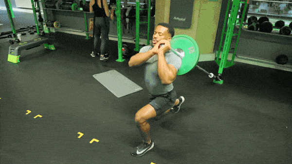 Hack squat dengan ranjau darat (Split Stance)