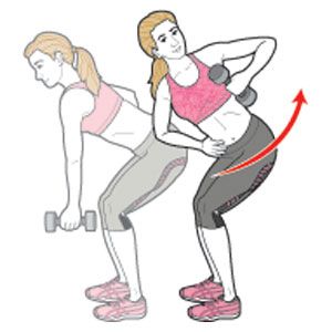 Baris dumbbell satu lengan (dengan twist)