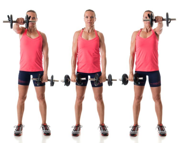 Angkat depan dumbbell